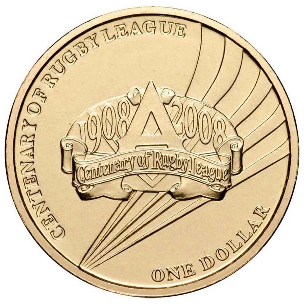 2008 $1 Centenary of Rugby League Uncirculated Coin