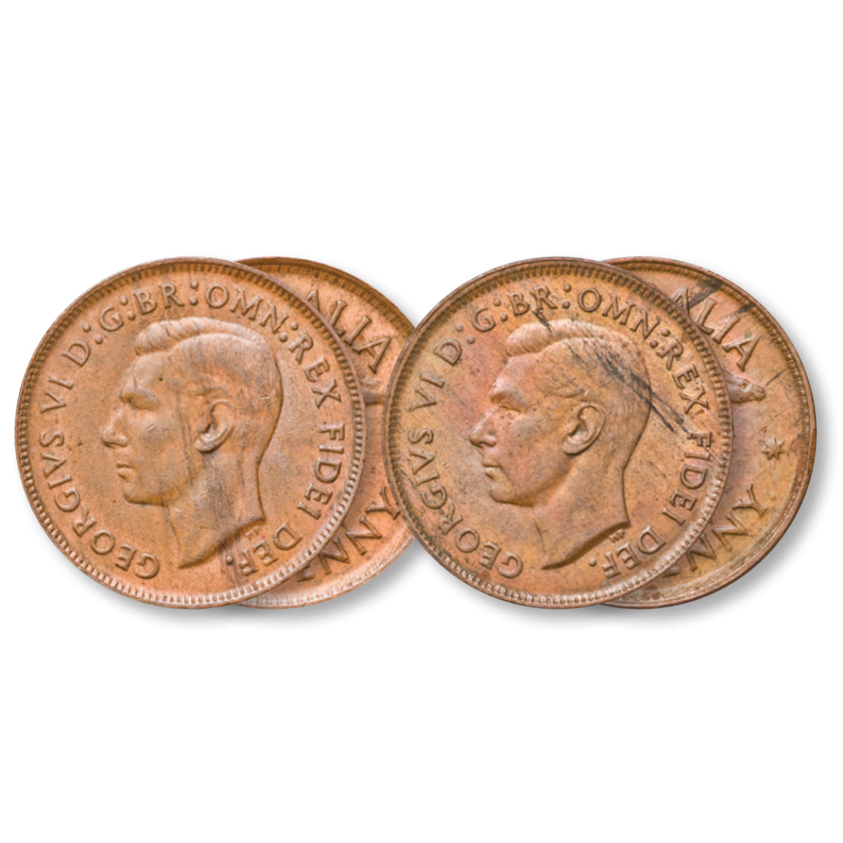 1951Y Halfpenny with 1952 Obverse & Standard Type Pair Extremely Fine