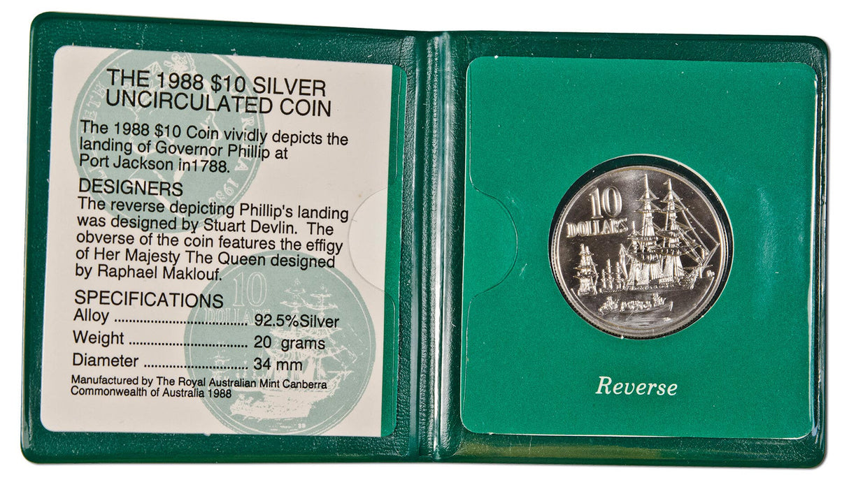 Australia 1988 $10 Bicentennial Silver Uncirculated Coin