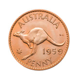 Australia Elizabeth II Perth Mint 1959 Penny Proof FDC