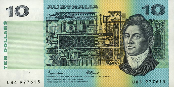 1985 $10 R309 Johnston/Fraser Unc