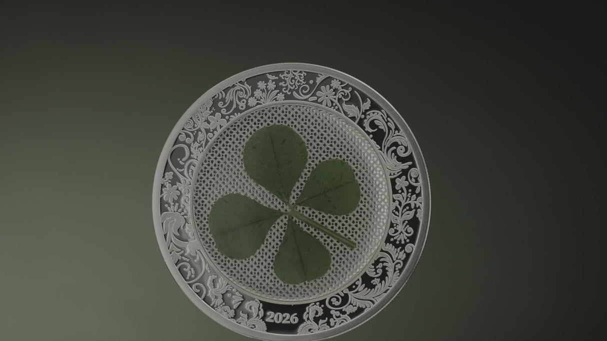Ounce of Luck 2026 $5 Clover Leaf 1oz Silver Proof Coin