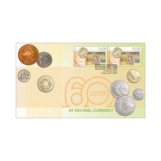 Australia Decimal Currency 60th Anniversary 2026 $1 Stamp & Coin Cover