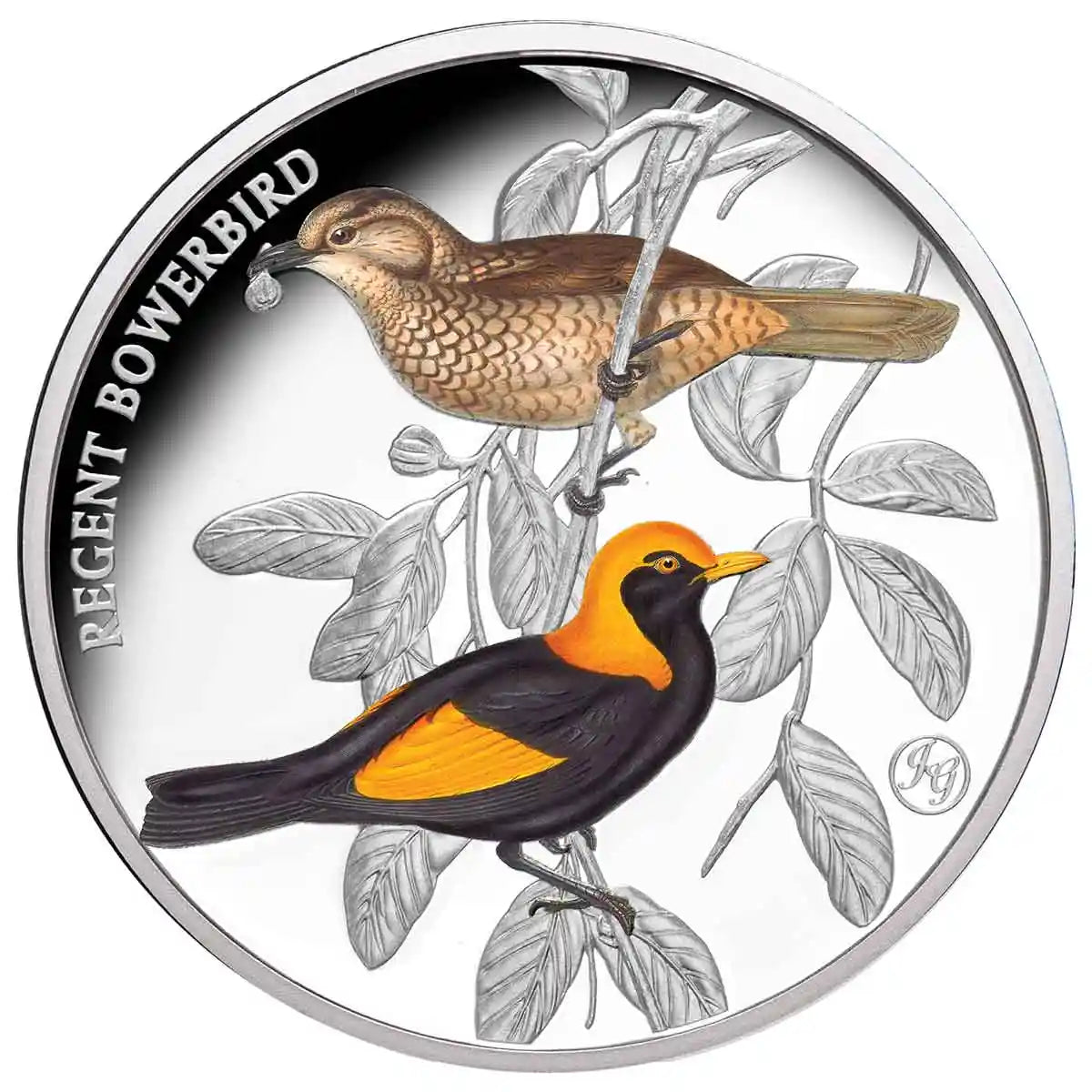 Birds of Australia Regent Bowerbird Silver-plated Prooflike Commemorative
