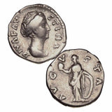 Roman Empire Faustina 138-141AD Silver Denarius Fine-Very Fine