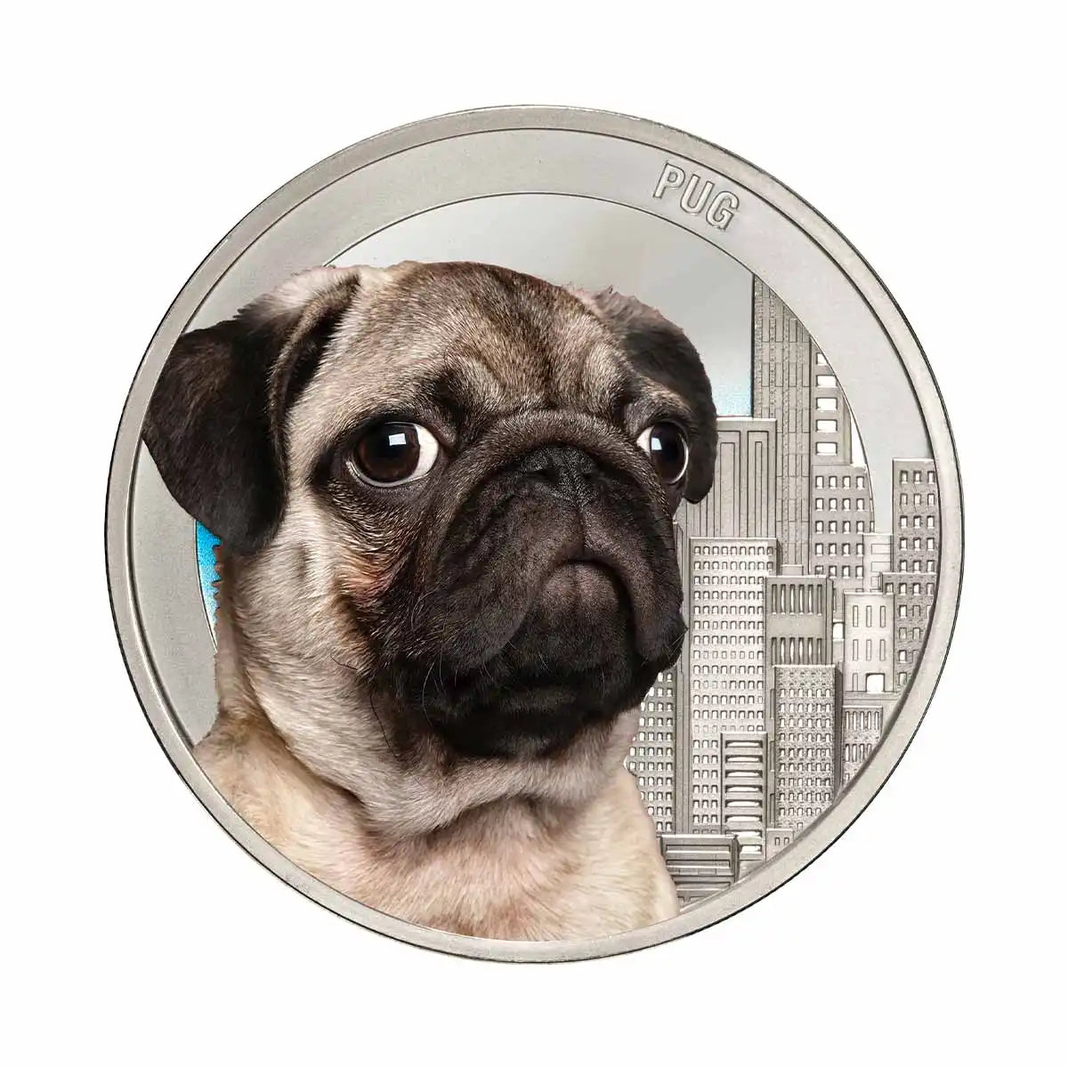 World Dogs Pug Silver-plated Prooflike Commemorative