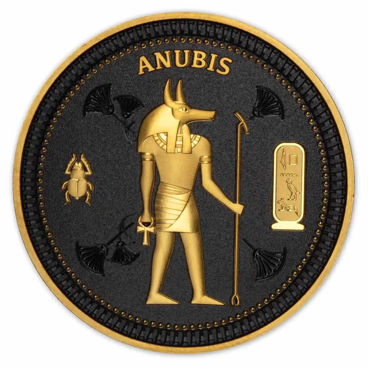 Ancient Egypt Black 2022 $1/2 Anubis Gold-plated Coin