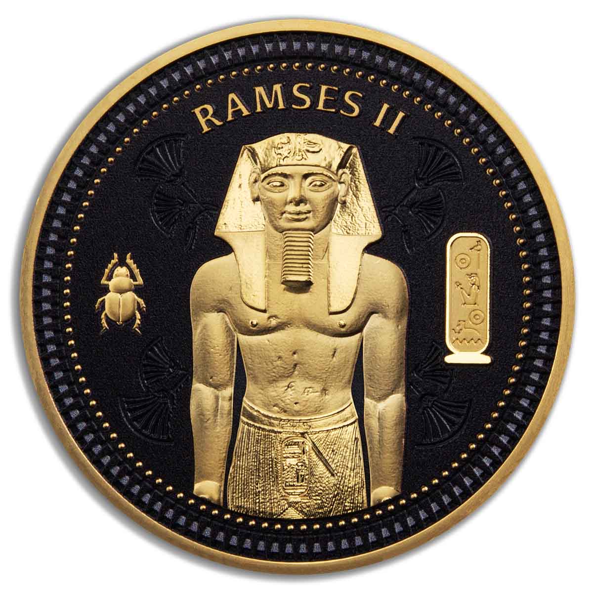 Ancient Egypt Black 2023 $1/2 Rameses II Gold-plated Coin