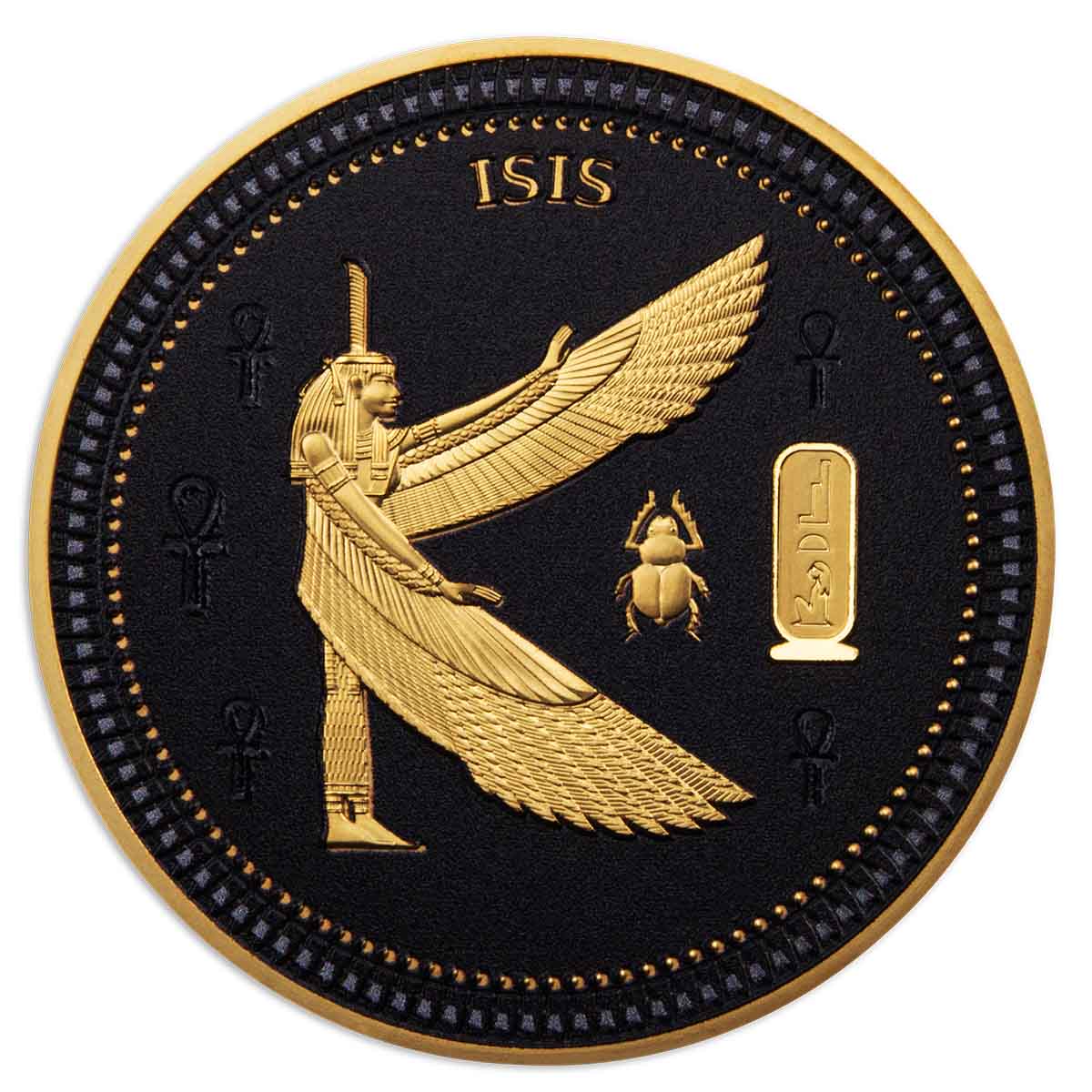 Ancient Egypt Black 2023 $1/2 Isis Gold-plated Coin