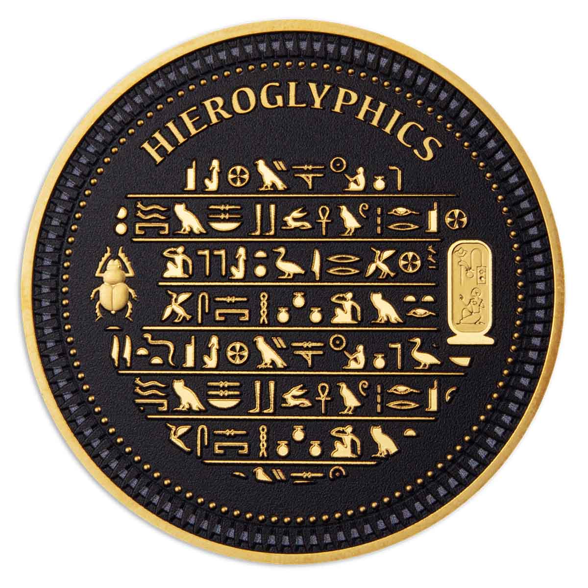 Ancient Egypt Black 2023 $1/2 Heiroglyphics Gold-plated Coin