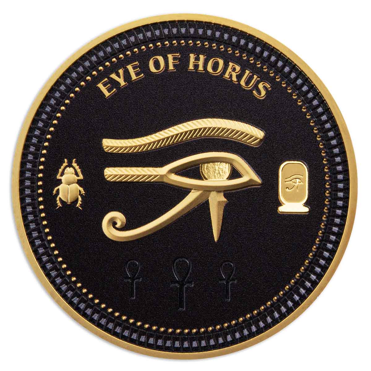 Ancient Egypt Black 2022 $1/2 Horus Gold-plated Coin