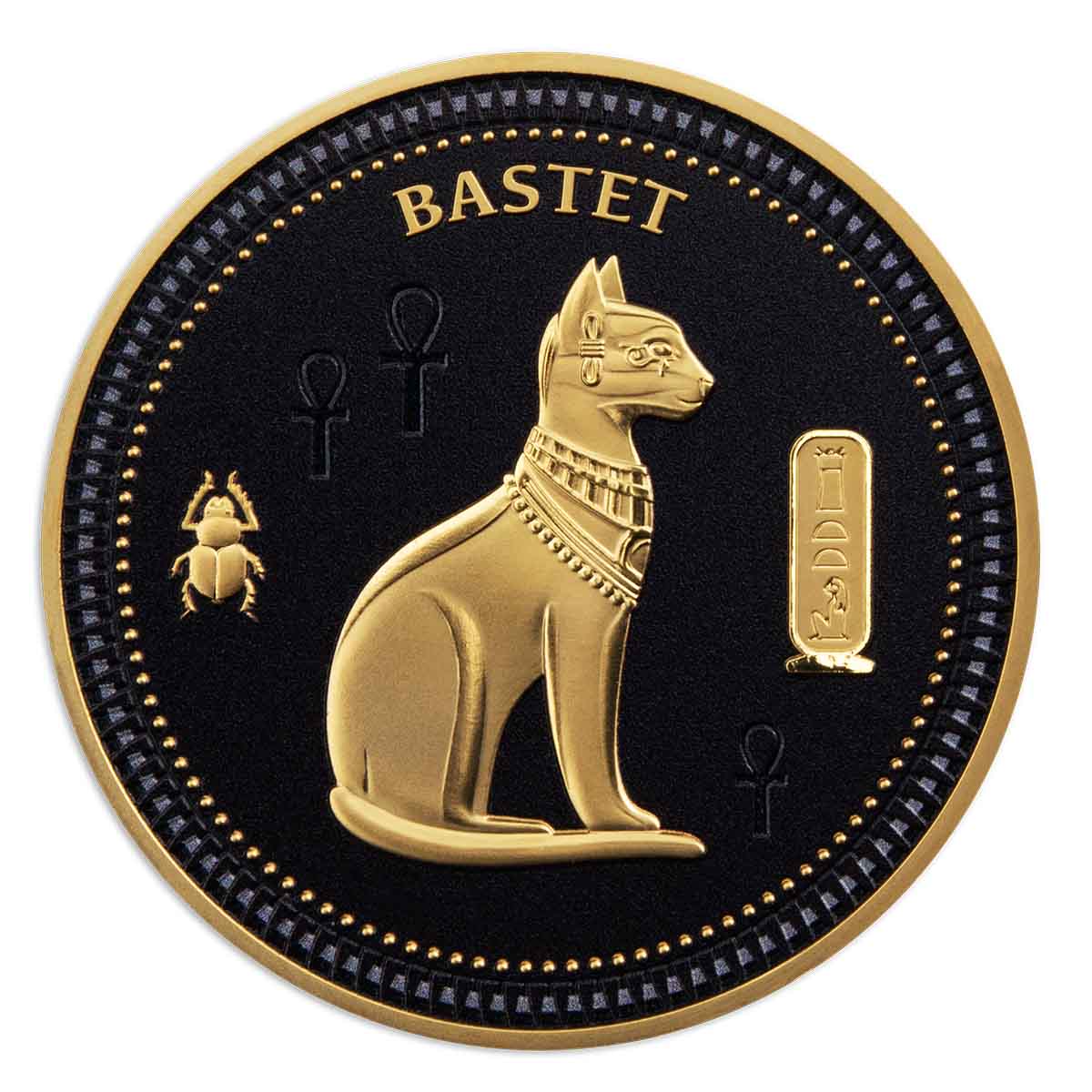 Ancient Egypt Black 2023 $1/2 Bastet Gold-plated Coin