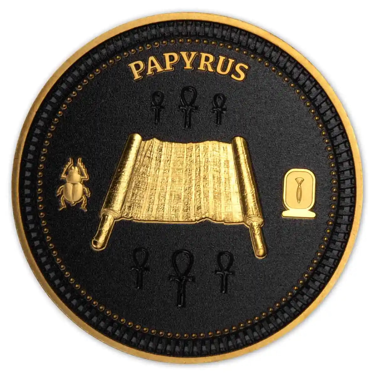 Ancient Egypt Black 2022 $1/2 Papyrus Gold-plated Coin