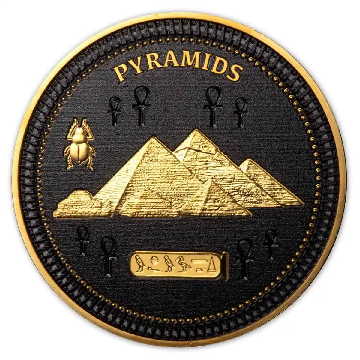 Ancient Egypt Black 2022 $1/2 Pyramids Gold-plated Coin