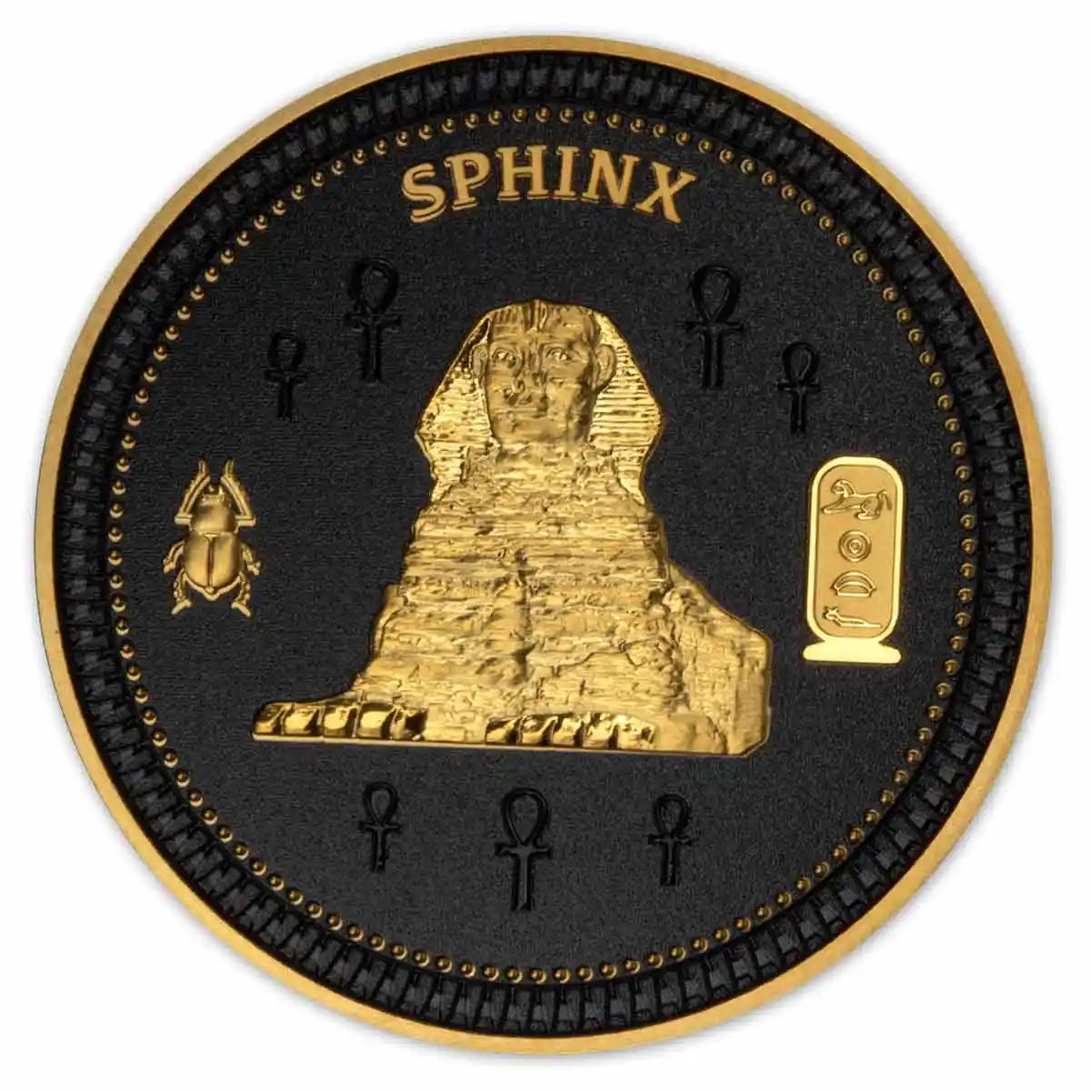 Ancient Egypt Black 2022 $1/2 Sphinx Gold-plated Coin