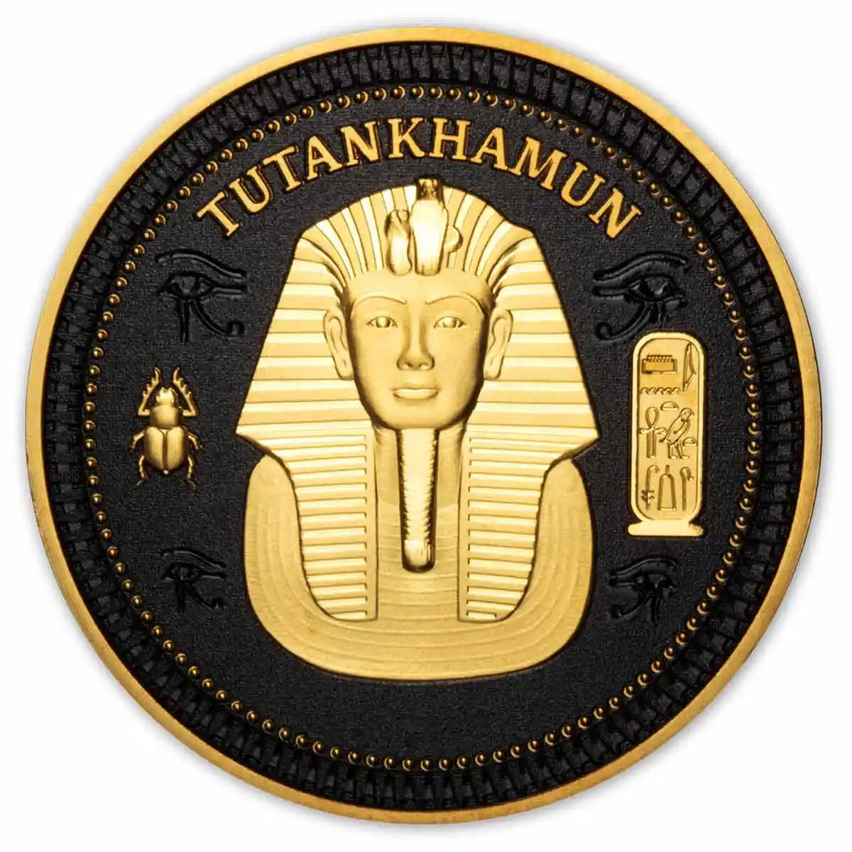 Ancient Egypt Black 2023 $1/2 Tutankhamun's Sarcophagus Gold-plated Coin