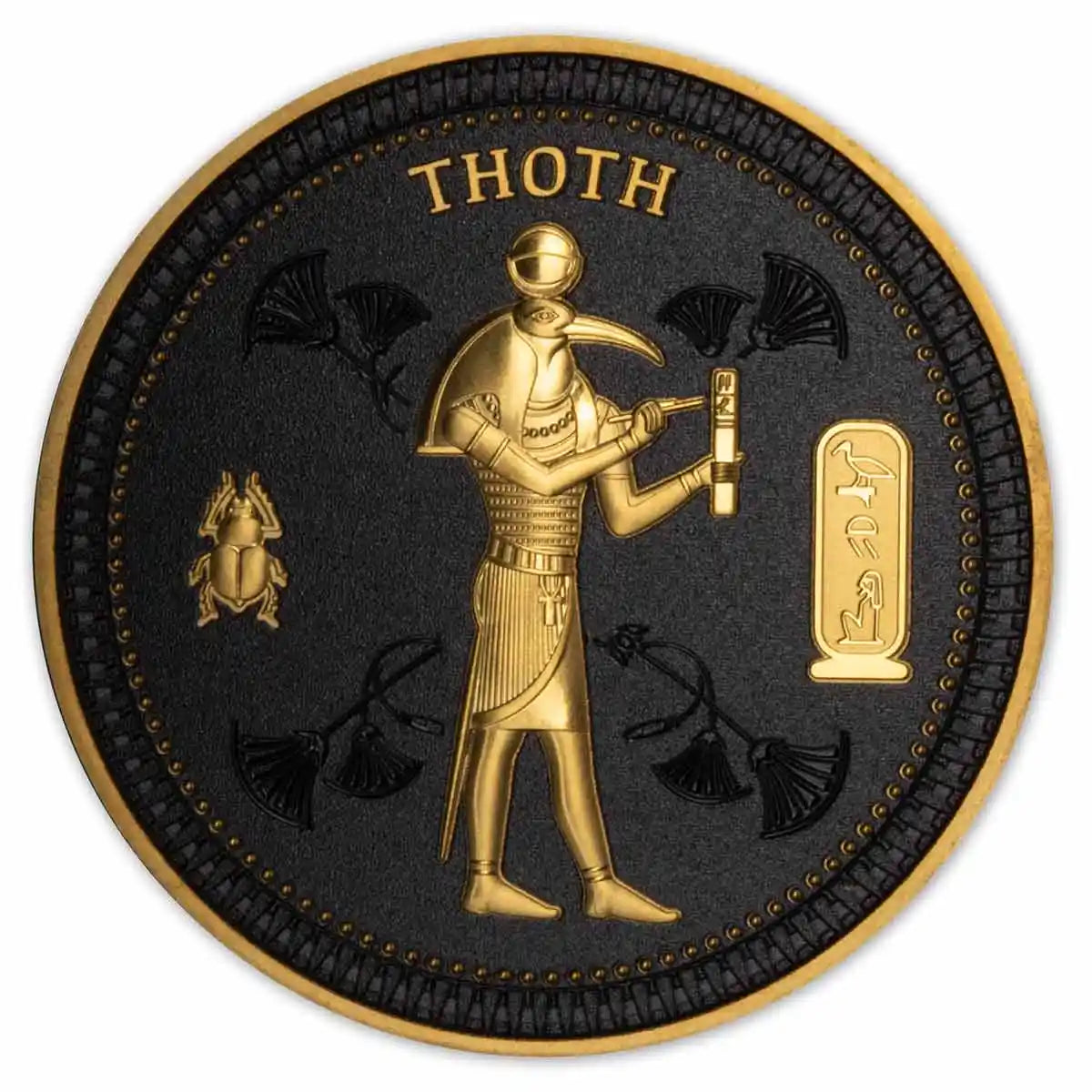 Ancient Egypt Black 2022 $1/2 Thoth Gold-plated Coin