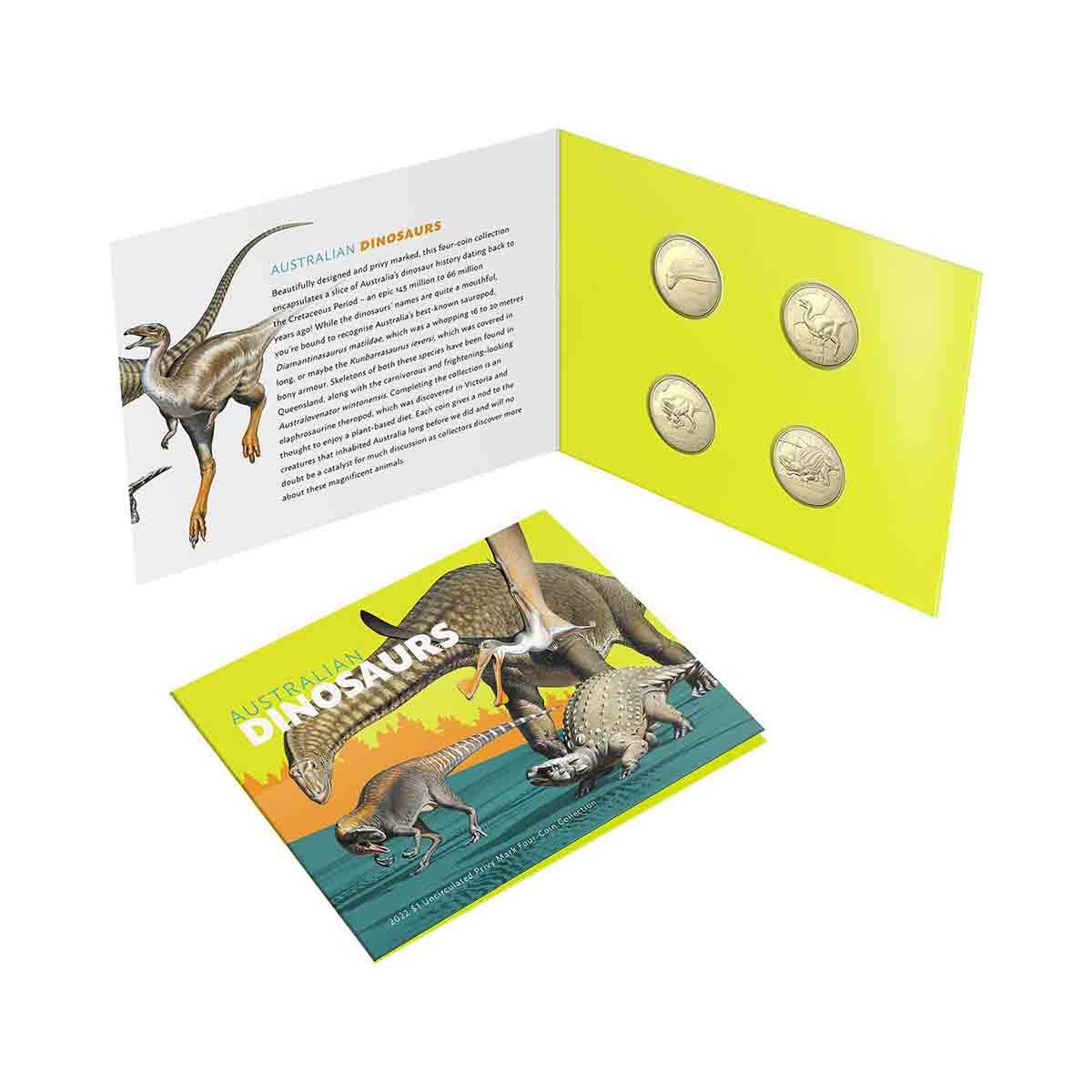 Australian Dinosaurs 2022 $1 Uncirculated Privy Mark Four-Coin Collection
