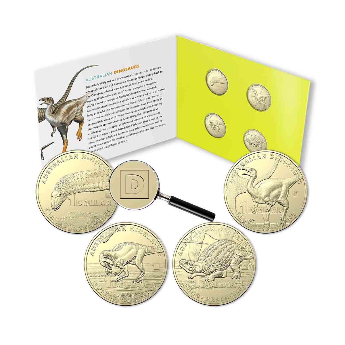 Australian Dinosaurs 2022 $1 Uncirculated Privy Mark Four-Coin Collection