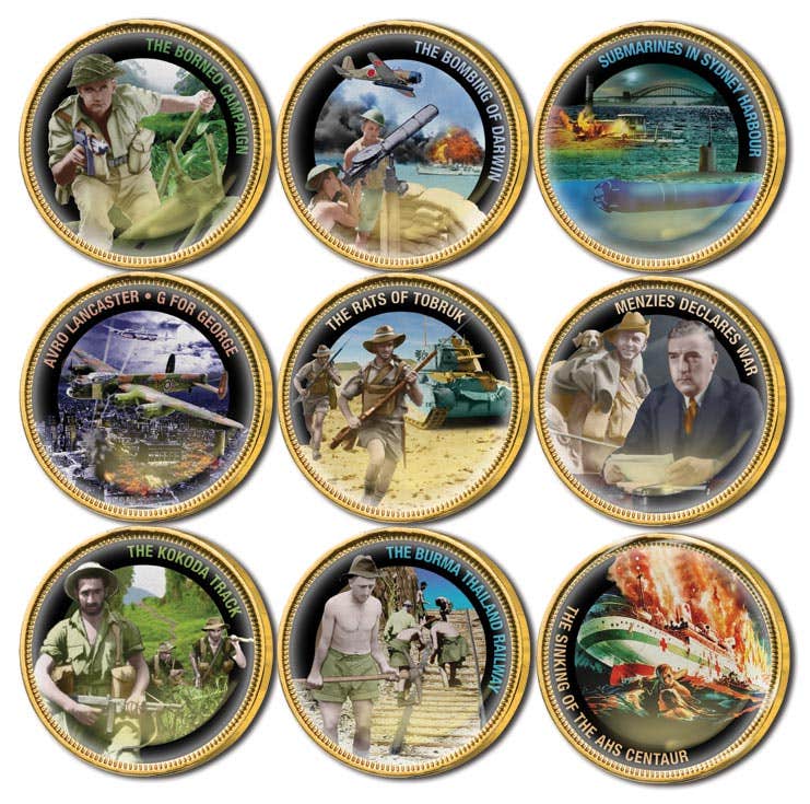WWII Coins of Conflict Enamel Penny Collection
