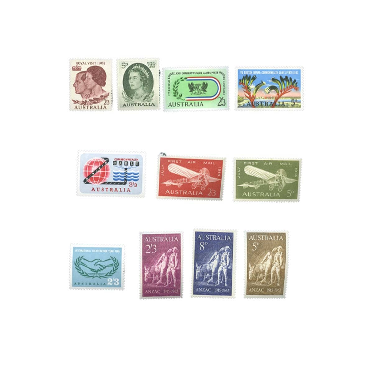 1962-65 2/3d Commemorative 11-Stamp Set Mint Unhinged
