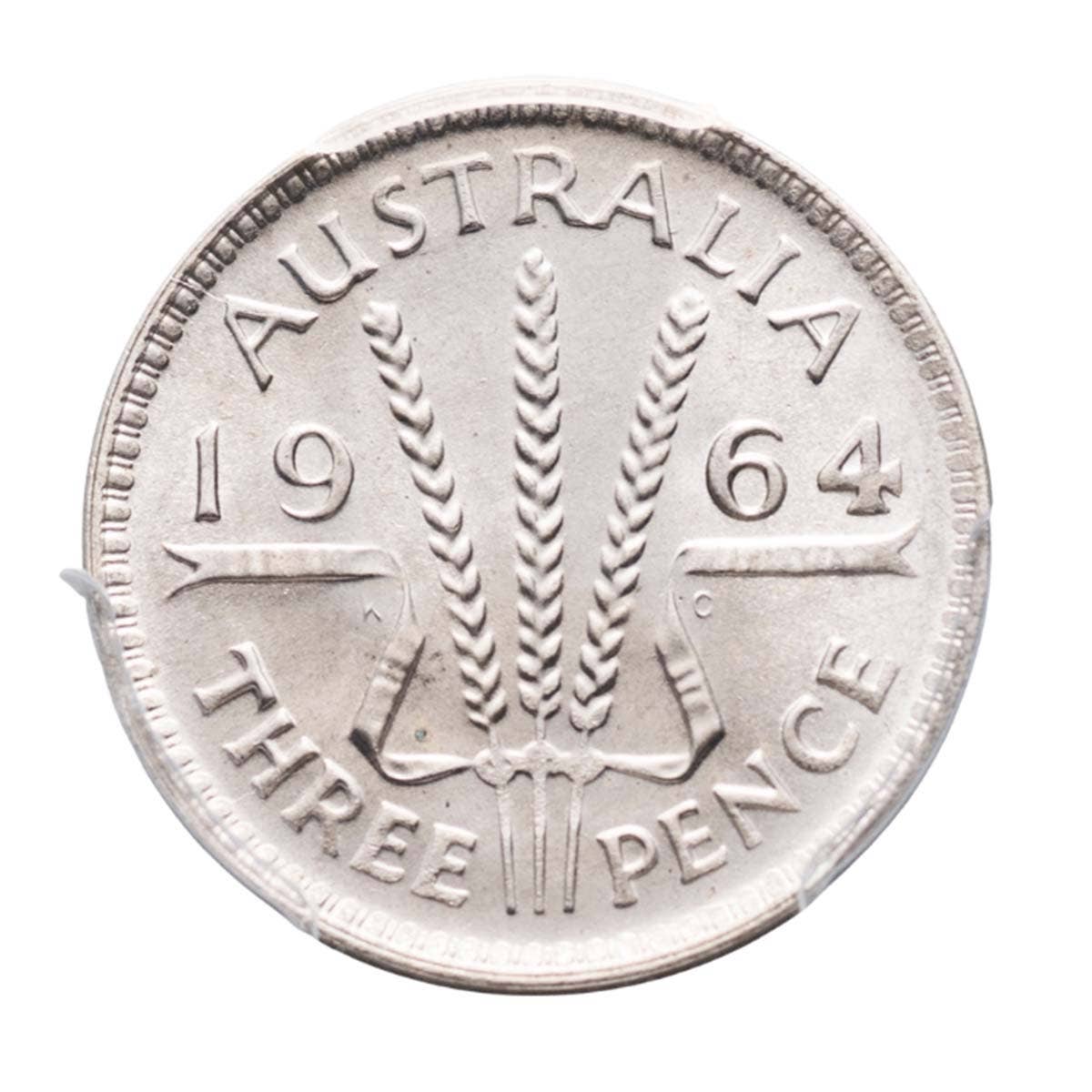 Australia Elizabeth II 1964 Threepence PCGS MS67 (Gem Uncirculated)