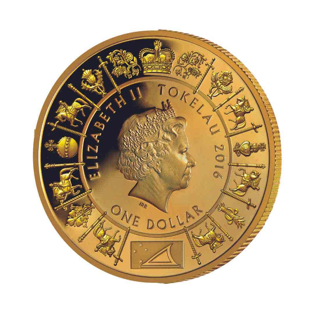 Queen Elizabeth II 2016 $1 Elizabeth & Margaret Gold-plated Proof Coin