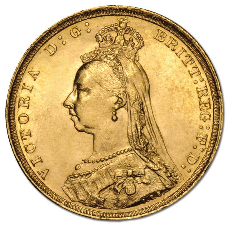 1887-93 Queen Victoria Jubilee Head Sovereign Very Fine-Extremely Fine