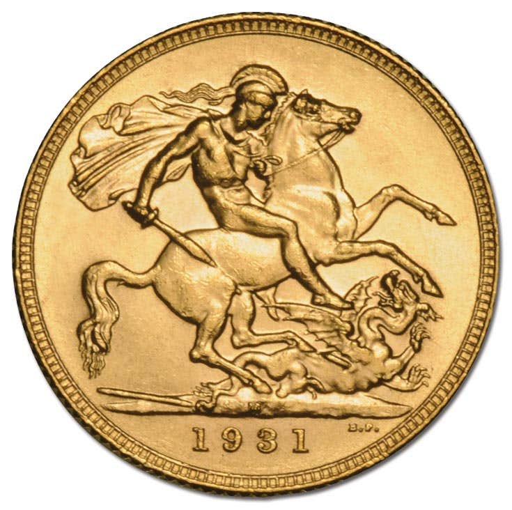 1929-31 George V Modified Portrait Sovereign about Uncirculated-Uncirculated
