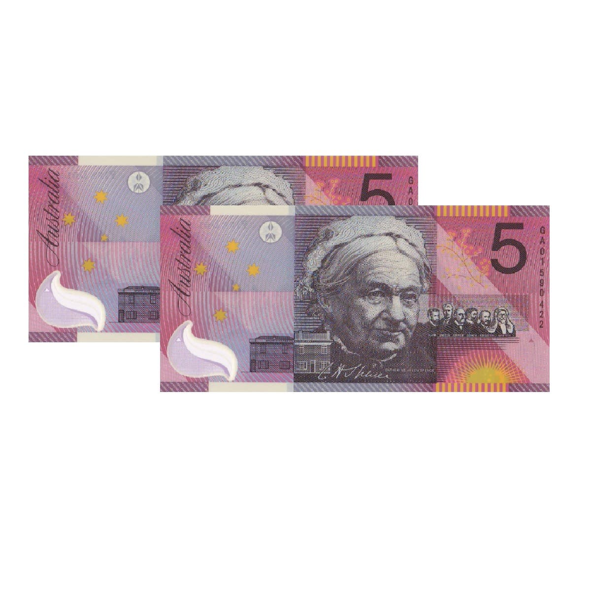 $5 R219 Macfarlane/Evans Federation Uncirculated Banknote Consecutive Pair