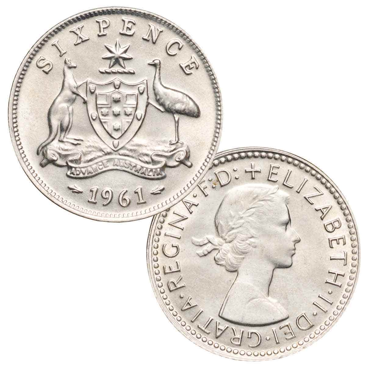 Australia Elizabeth II 1960-63 Sixpence Uncirculated 4-Coin Set