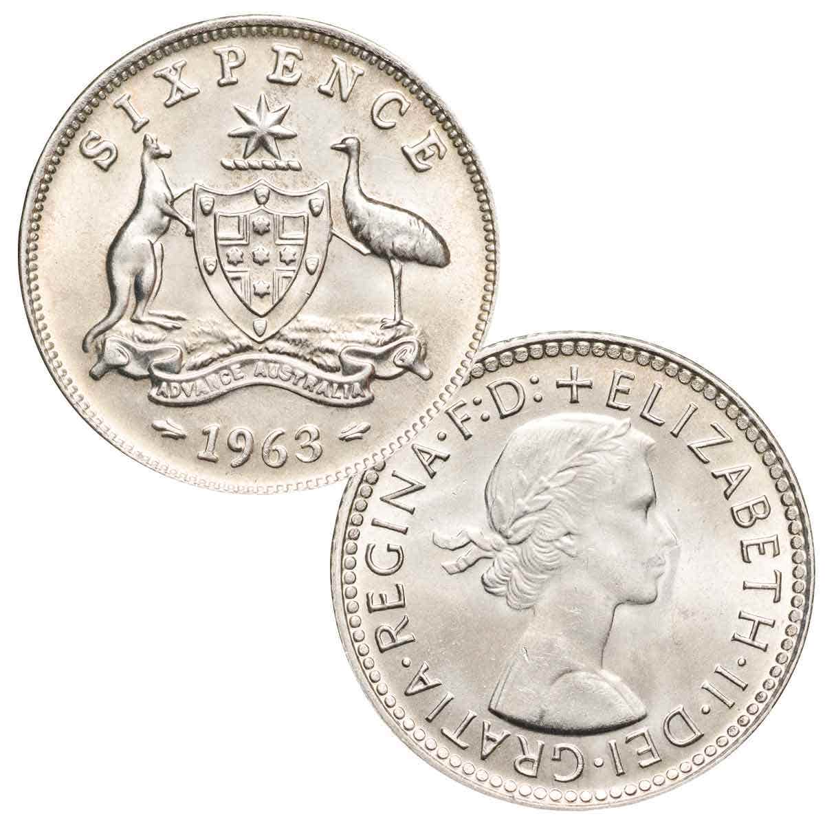 Australia Elizabeth II 1960-63 Sixpence Uncirculated 4-Coin Set