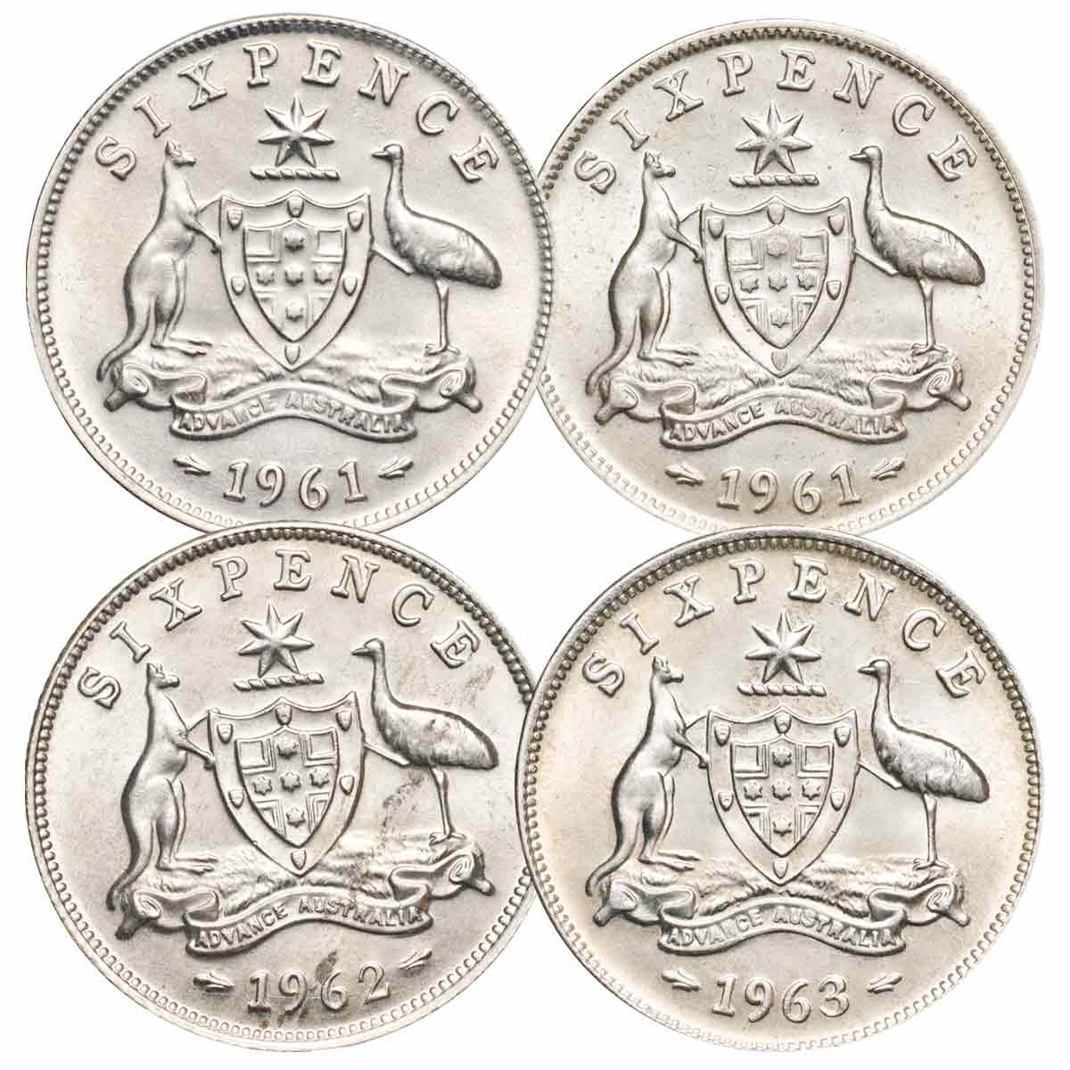 Australia Elizabeth II 1960-63 Sixpence Uncirculated 4-Coin Set