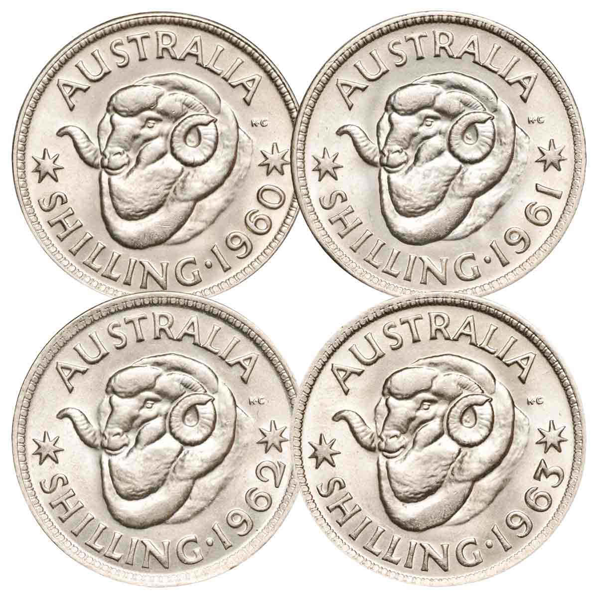 Australia Elizabeth II 1960-63 Shilling Uncirculated 4-Coin Set