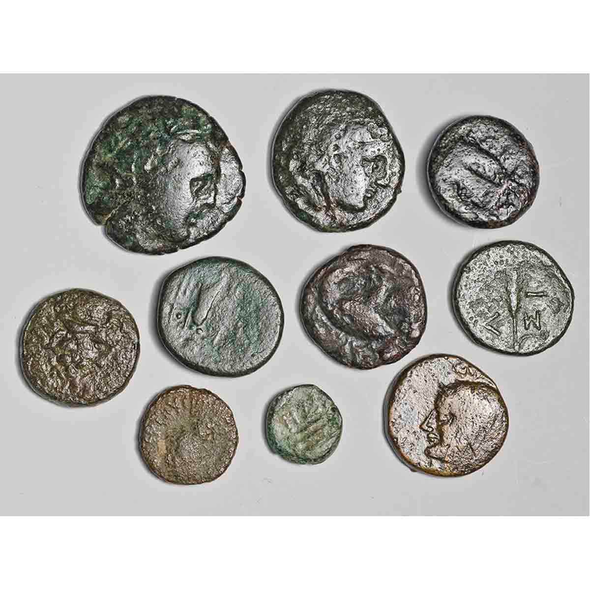Greek Bronze Pack of Ten Fair-Very Good