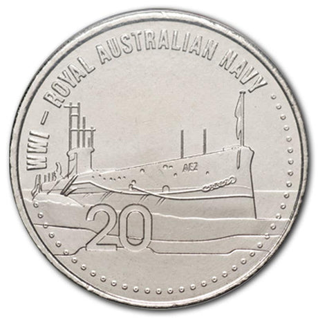 Australia 2015 20c Royal Australian Navy Cupro-Nickel Uncirculated Coin