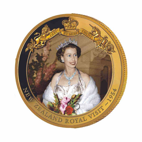 Elizabeth II 2017 $1 1953-54 NZ Royal Visit Gold-plated Proof Coin