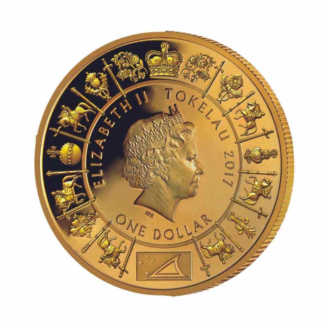 Queen Elizabeth II 2017 $1 NZ Royal Visit (1953-54) Gold-plated Proof Coin