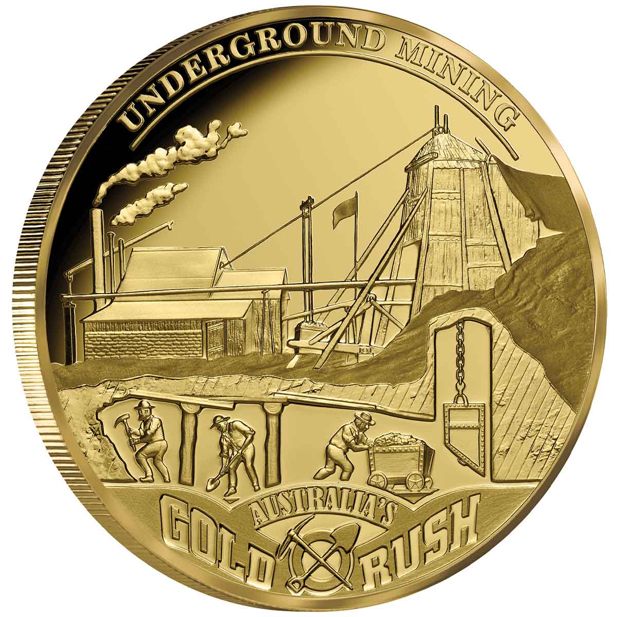 Gold Rush 2018 $1 Underground Mining Gold-plated Proof Coin