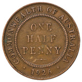 1926 Halfpenny "Half Moon" Die Crack W/ Normal Pair VG