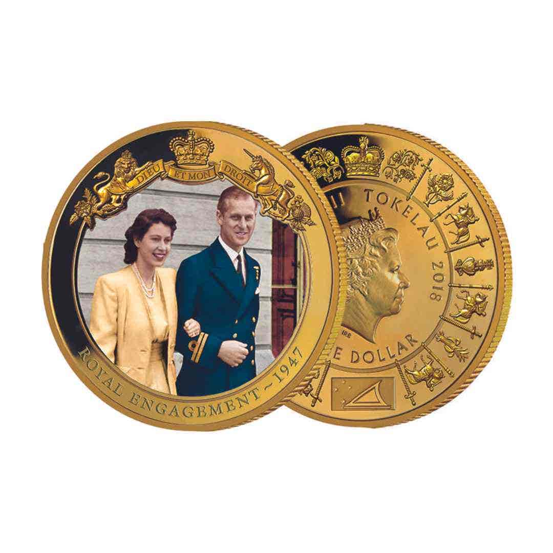 Queen Elizabeth II 2018 $1 Royal Engagement Gold-plated Proof Coin