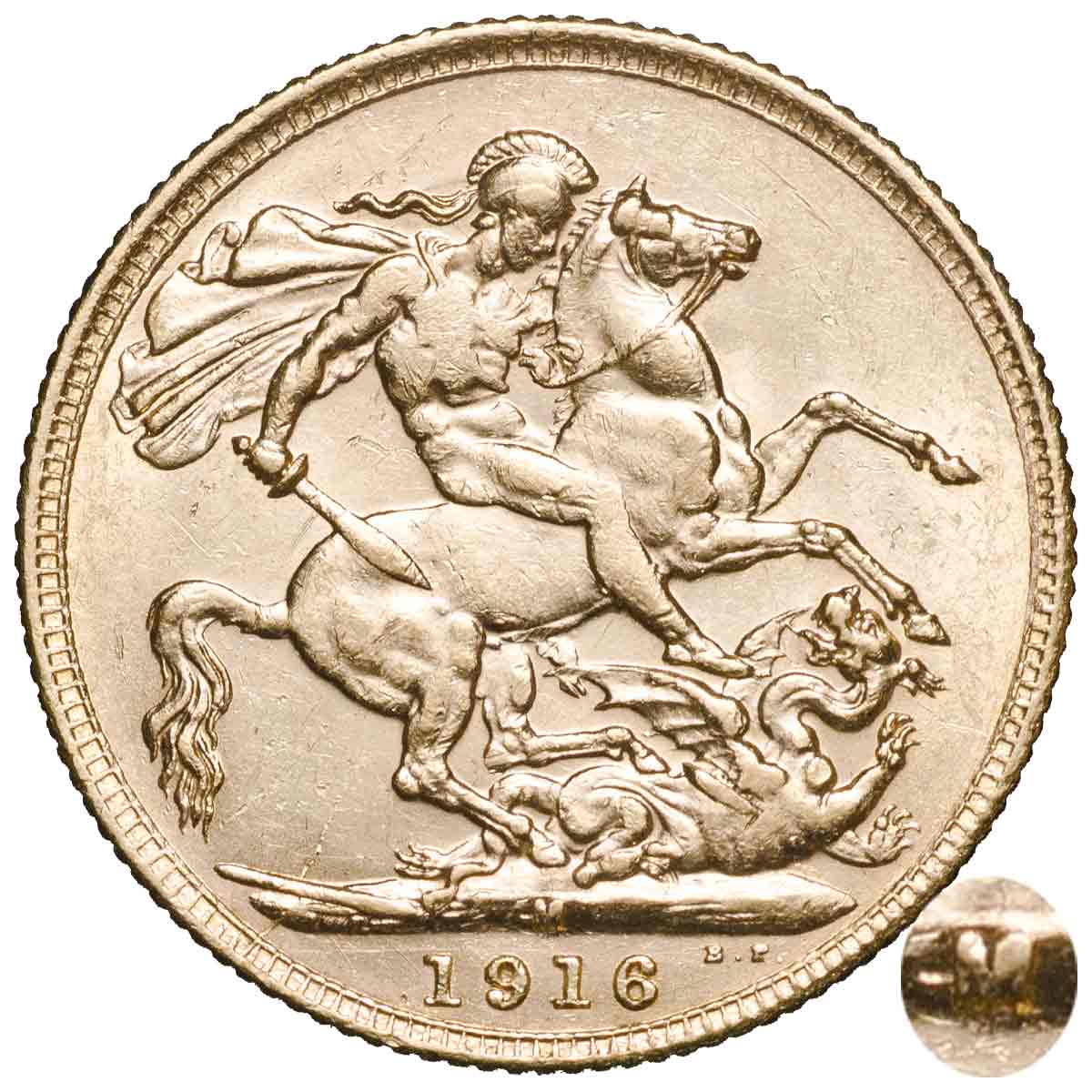 George V 1916M Gold Sovereign Extremely Fine-about Uncirculated