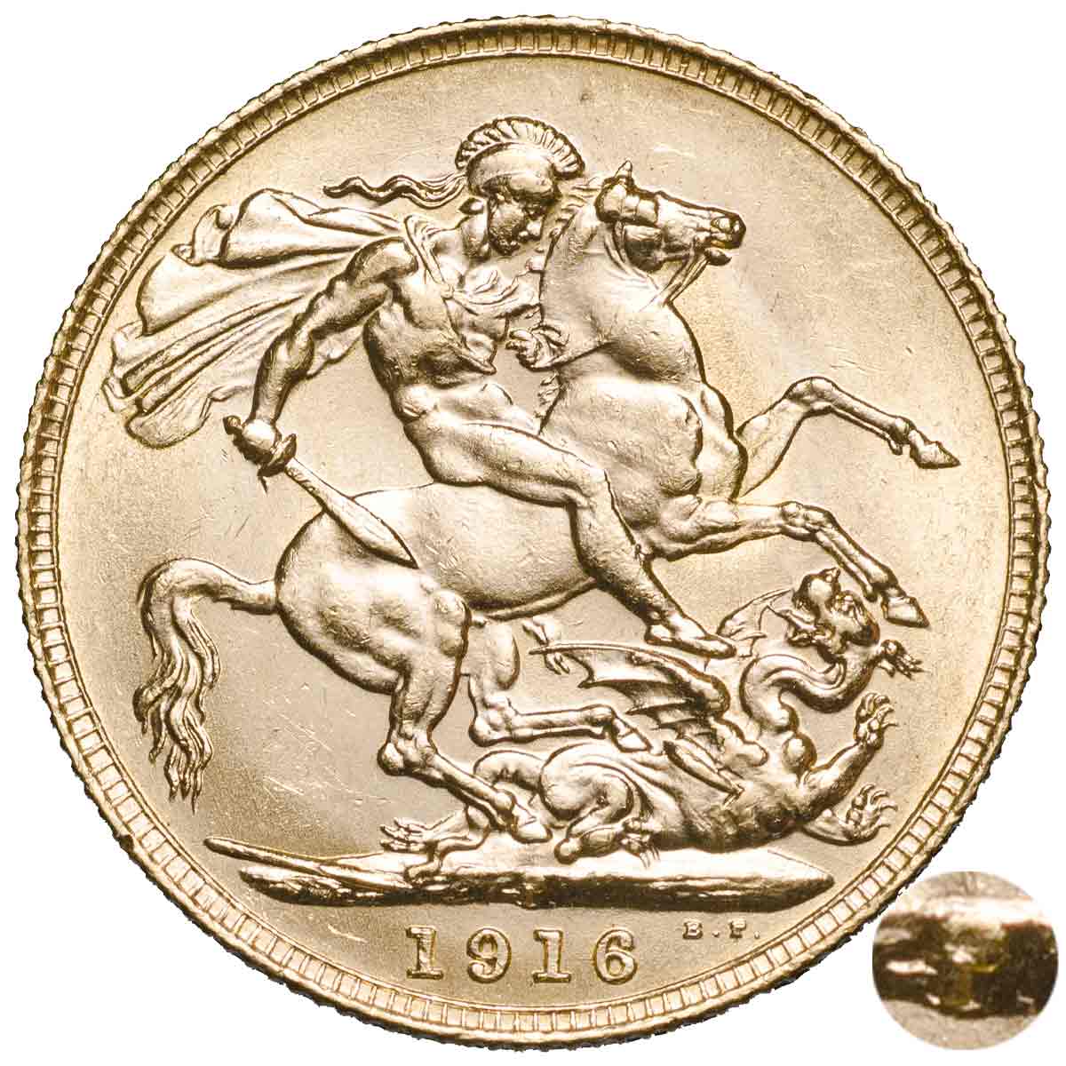 George V 1916P Gold Sovereign Extremely Fine-about Uncirculated