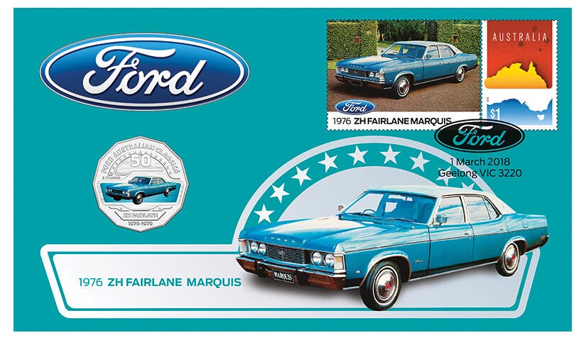 Ford 1976 ZH Fairlane Marquis 2017 50c Stamp & Coin Cover