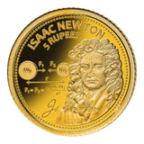 Sir Isaac Newton 2018 5 Rupees Gold Proof Coin
