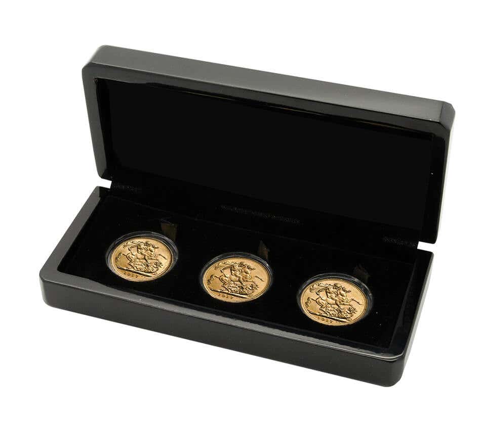 Edward VII 1902 M,P,S Gold Sovereign Trio Extremely Fine-about Uncirculated