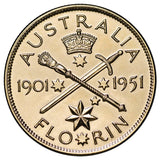 1951 Federation Gold Plated Florin