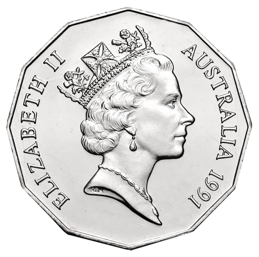 1991 Decimal Currency 25th Anniversary 50 cent coin obverse