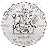Centenary of Federation 2001 50c Queensland Cu-Ni Coin Pack