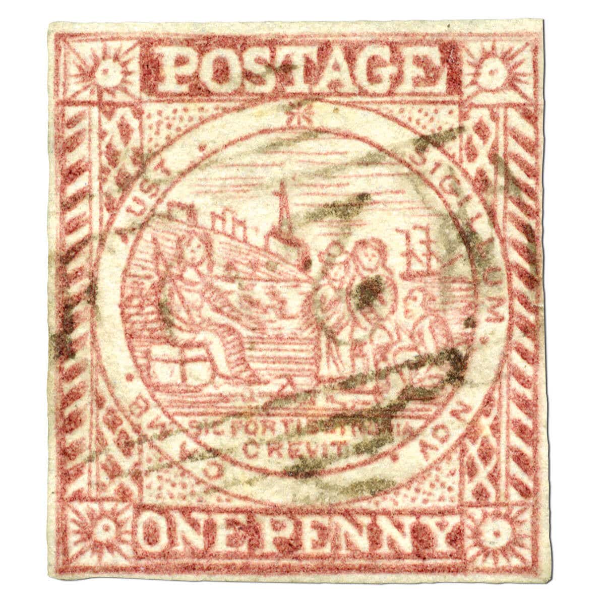 Australia NSW 1850 1d Red Sydney View Stamp Fine Used
